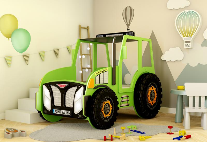 Patut tineret Plastiko Tractor Verde 180x90